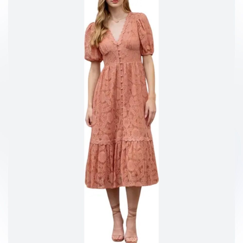 Blu Pepper Lace Short Sleeve‎ Maxi Dress Estimated Size Small